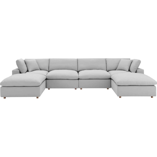 Commix Down Overstuffed 6 Piece Sectional Sofa in Light Gray Fabric