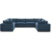 Commix Down Overstuffed 8 Piece Modular Sectional Sofa in Azure Blue Fabric