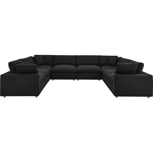 Commix Down Overstuffed 8 Piece Sectional Sofa in Black Fabric