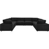 Commix Down Overstuffed 8 Piece Sectional Sofa in Black Fabric