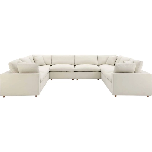 Commix Down Overstuffed 8 Piece Sectional Sofa in Light Beige Fabric