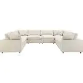 Commix Down Overstuffed 8 Piece Sectional Sofa in Light Beige Fabric