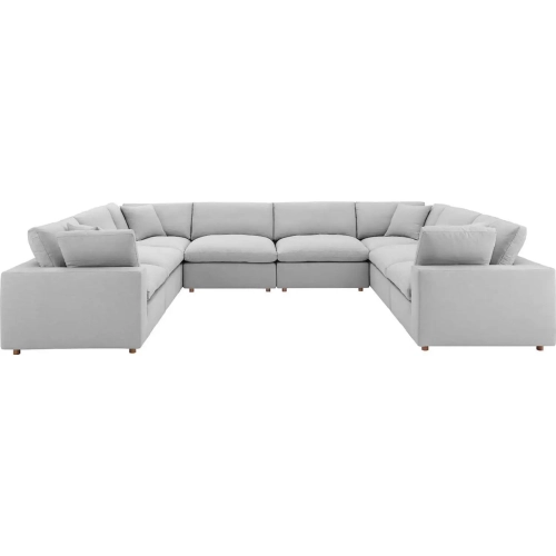 Commix Down Overstuffed 8 Piece Sectional Sofa in Light Gray Fabric