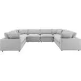 Commix Down Overstuffed 8 Piece Sectional Sofa in Light Gray Fabric