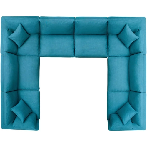 Commix Down Overstuffed 8 Piece Modular Sectional Sofa in Teal Fabric