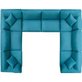 Commix Down Overstuffed 8 Piece Modular Sectional Sofa in Teal Fabric