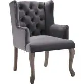 Realm French Vintage Dining Arm Chair in Tufted Grey Velvet