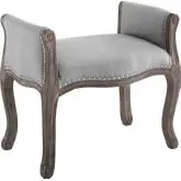 Avail Vintage French Bench in Light Grey Fabric