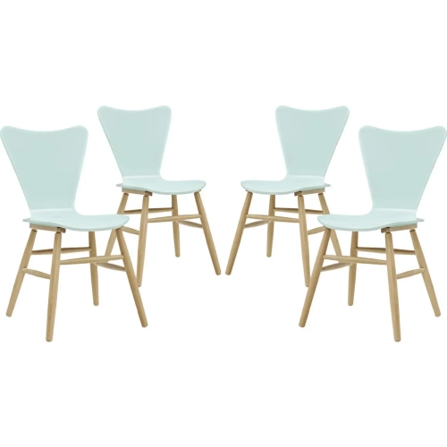 Cascade Dining Chair in Light Blue Wood on Dowel Legs (Set of 4)