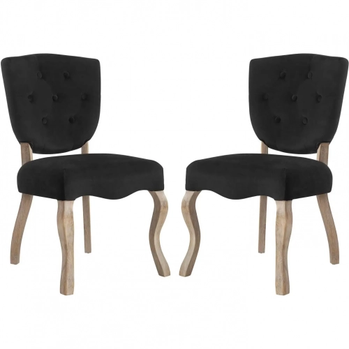 Array Dining Chair in Black Velvet on Weathered Legs (Set of 2)