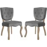 Array Dining Chair in Gray Velvet on Weathered Legs (Set of 2)