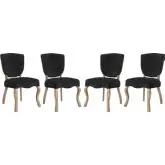 Array Dining Chair in Black Velvet on Weathered Legs (Set of 4)