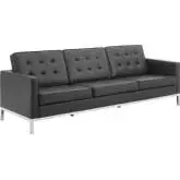 Loft Sofa in Black Leatherette & Stainless Steel