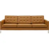 Loft Sofa in Tan Leatherette & Stainless Steel