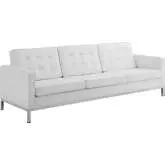 Loft Sofa in White Leatherette & Stainless Steel