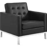 Loft Arm Chair in Black Leatherette & Stainless Steel