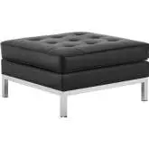 Loft Ottoman in Black Leatherette & Stainless Steel