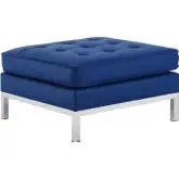 Loft Ottoman in Navy Blue Leatherette & Stainless Steel