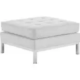 Loft Ottoman in White Leatherette & Stainless Steel