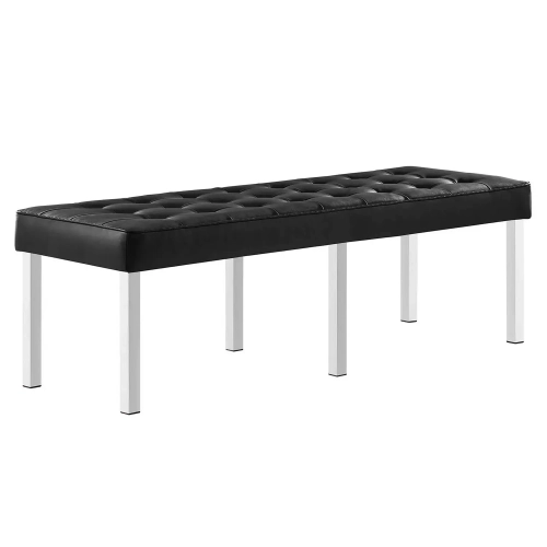 Loft 55" Bench in Black Leatherette & Stainless Steel