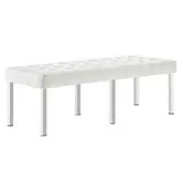 Loft 55" Bench in White Leatherette & Stainless Steel