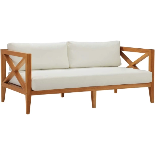 Northlake Outdoor Sofa in Teak & White Fabric