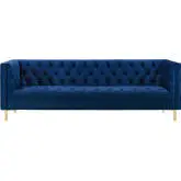 Delight Sofa in Tufted Navy Blue Velvet on Gold Stainless