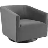 Twist Accent Swivel Chair in Gray Velvet on Black Metal