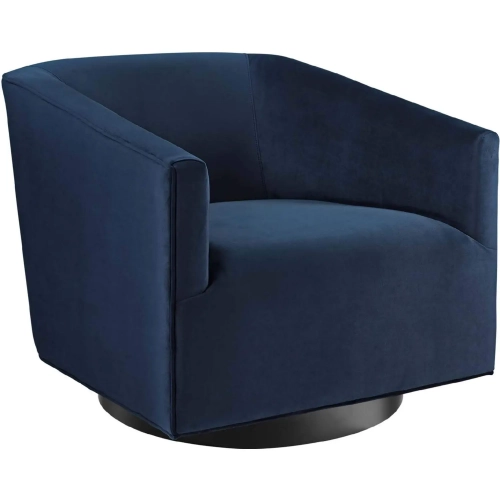 Twist Accent Swivel Chair in Midnight Blue Velvet on Black Metal