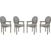 Emanate Dining Arm Chair in Light Gray Fabric & Weathered (Set of 4)