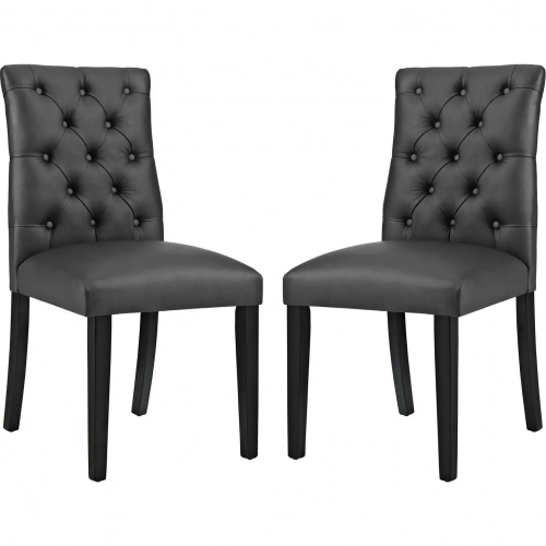 Duchess Dining Chair in Tufted Black Leatherette (Set of 2)