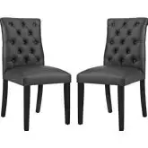 Duchess Dining Chair in Tufted Black Leatherette (Set of 2)