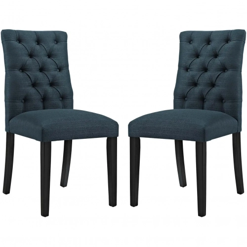 Duchess Dining Chair in Tufted Azure Blue Fabric (Set of 2)