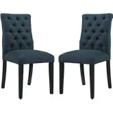 Duchess Dining Chair in Tufted Azure Blue Fabric (Set of 2)