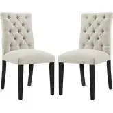 Duchess Dining Chair in Tufted Beige Fabric (Set of 2)