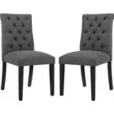 Duchess Dining Chair in Tufted Gray Fabric (Set of 2)