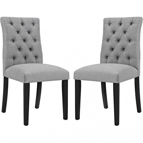 Duchess Dining Chair in Tufted Light Gray Fabric (Set of 2)