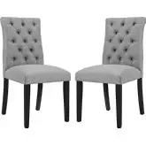 Duchess Dining Chair in Tufted Light Gray Fabric (Set of 2)