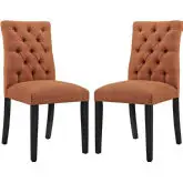 Duchess Dining Chair in Tufted Orange Fabric (Set of 2)