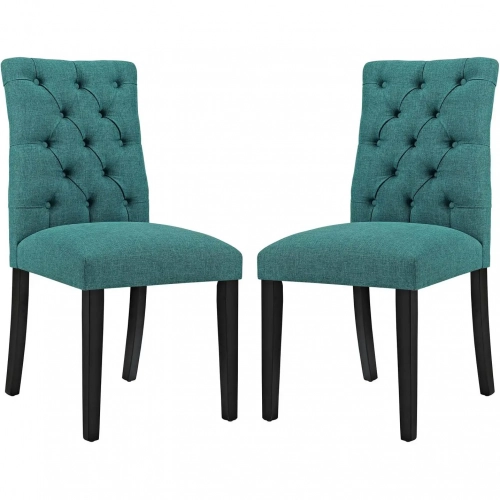 Duchess Dining Chair in Tufted Teal Fabric (Set of 2)