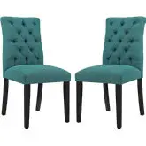 Duchess Dining Chair in Tufted Teal Fabric (Set of 2)