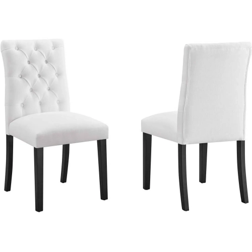 Duchess Dining Chair in Tufted White Fabric (Set of 2)