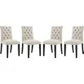 Duchess Dining Chair in Tufted Beige Fabric (Set of 4)