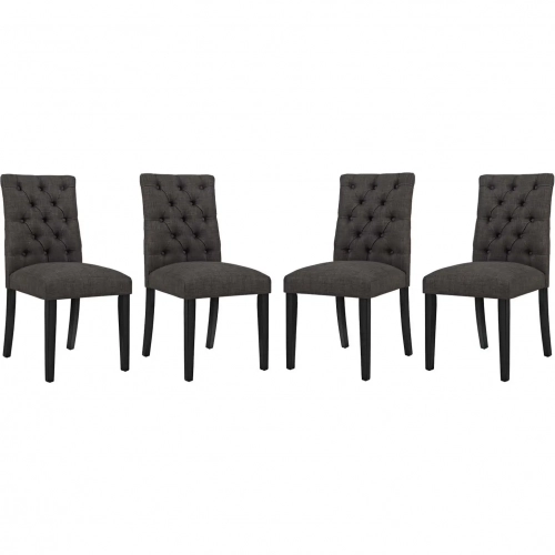 Duchess Dining Chair in Tufted Brown Fabric (Set of 4)