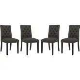 Duchess Dining Chair in Tufted Brown Fabric (Set of 4)