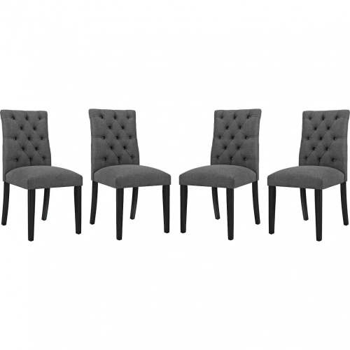 Duchess Dining Chair in Tufted Gray Fabric (Set of 4)