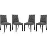 Duchess Dining Chair in Tufted Gray Fabric (Set of 4)