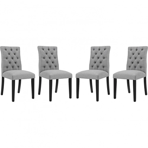 Duchess Dining Chair in Tufted Light Gray Fabric (Set of 4)