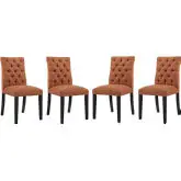 Duchess Dining Chair in Tufted Orange Fabric (Set of 4)