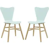 Cascade Dining Chair in Light Blue Wood on Dowel Legs (Set of 2)